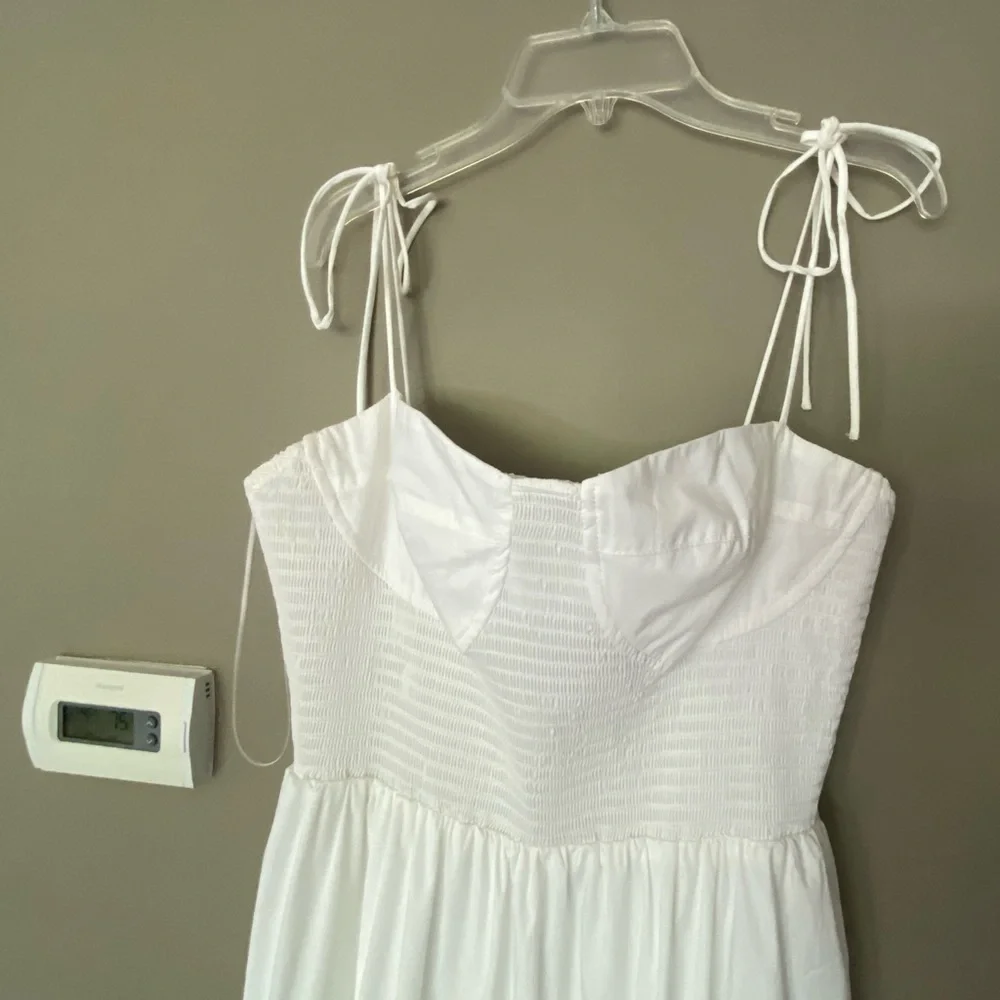 NWT ASTR THE LABEL White Smocked Ruffle Tiered Bustier Midi Maxi Dress Size XL - Picture 6 of 9